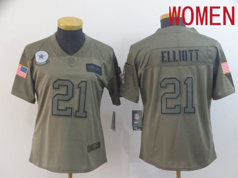 Women Dallas cowboys #21 Elliott Nike Camo 2019 Salute to Service Limited NFL Jerseys